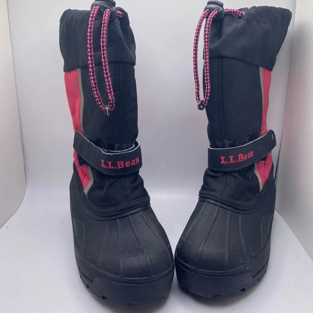LL BEAN Kids 13 Northwoods Felt Lined Waterproof Warm Winter Boots Black & Pink